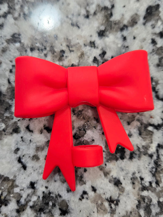 10MM Silicone Christmas Red Bow Strawtopper