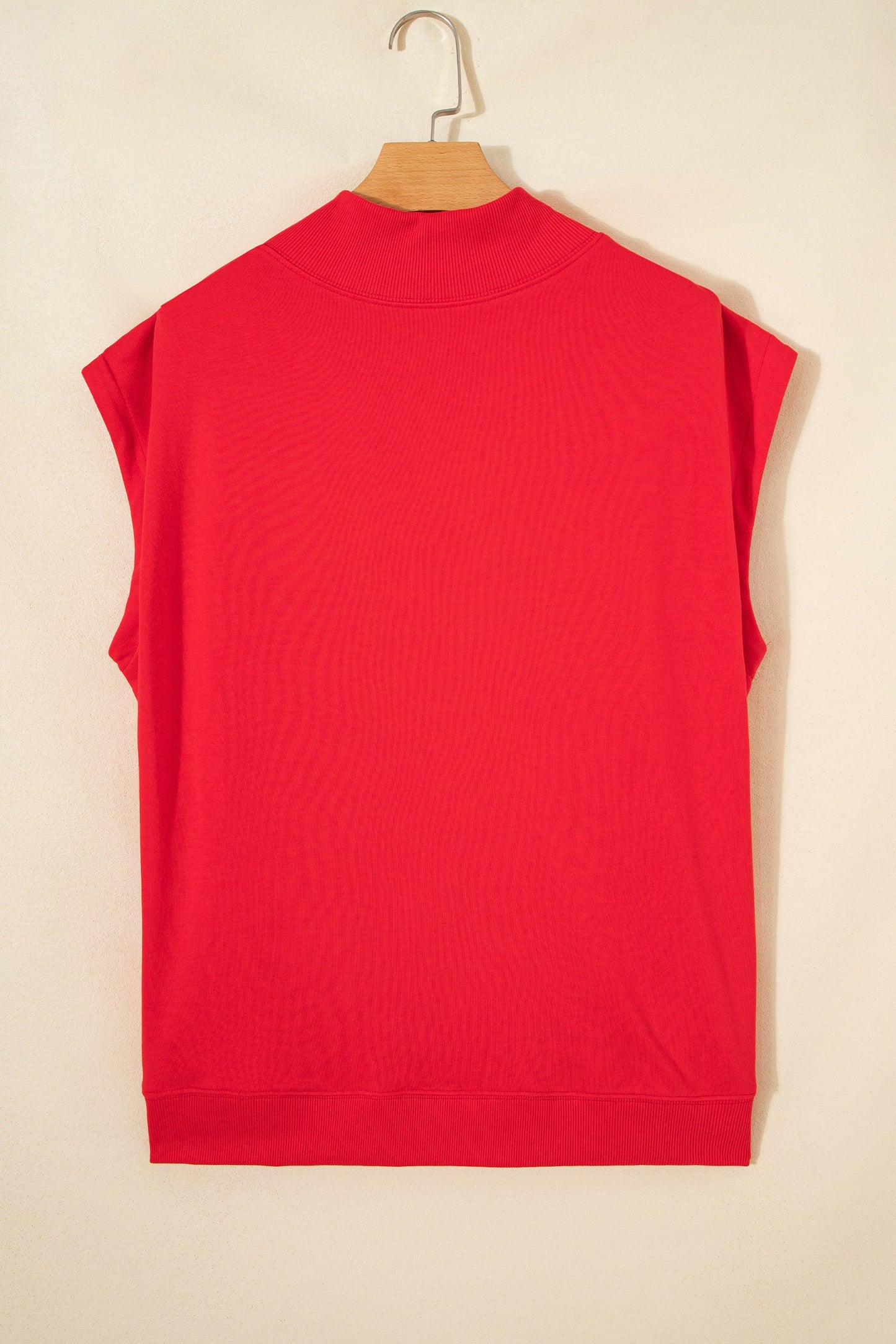 Solid Mock Neck Cap Sleeve Oversized Top