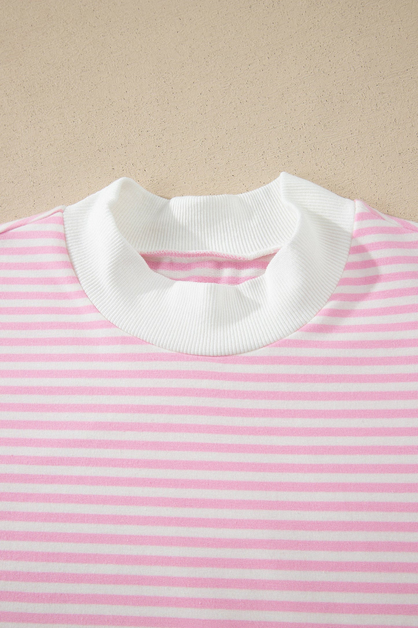 Stripe Mock Neck Cuffed Sleeve Tee Dress