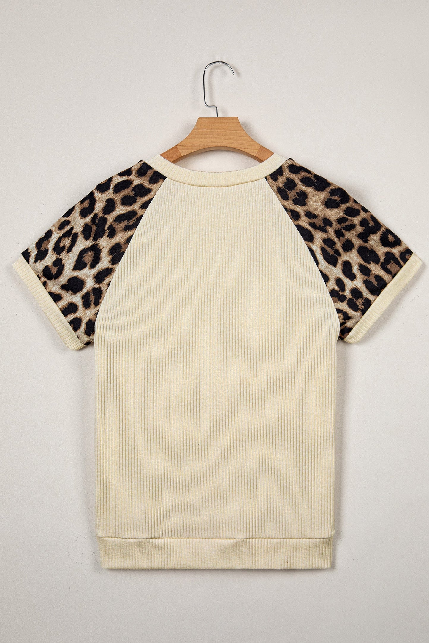 Leopard Colorblock Ribbed Raglan Short Sleeve Tee