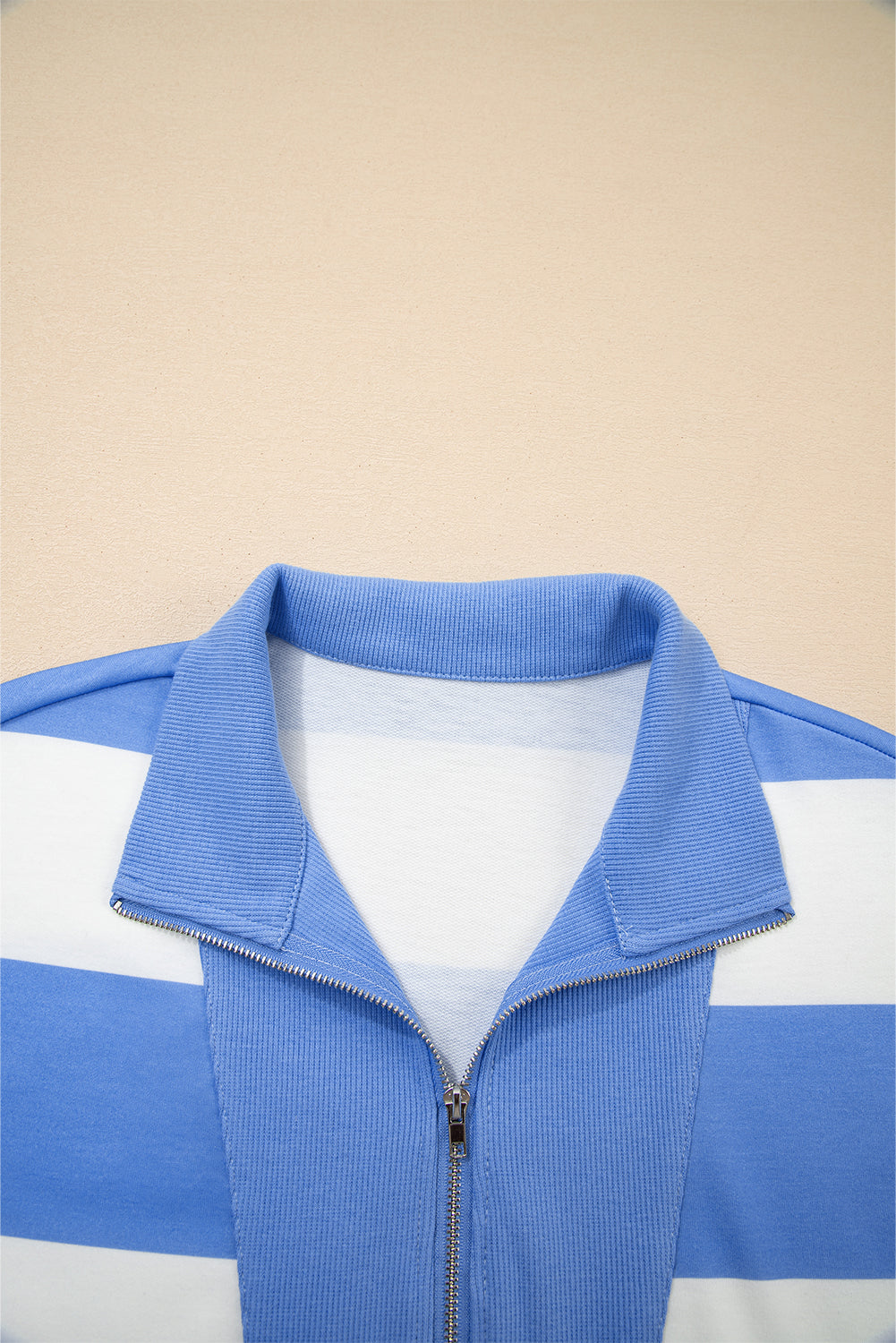 Stripe Half Zip Tee & Elastic Shorts Set