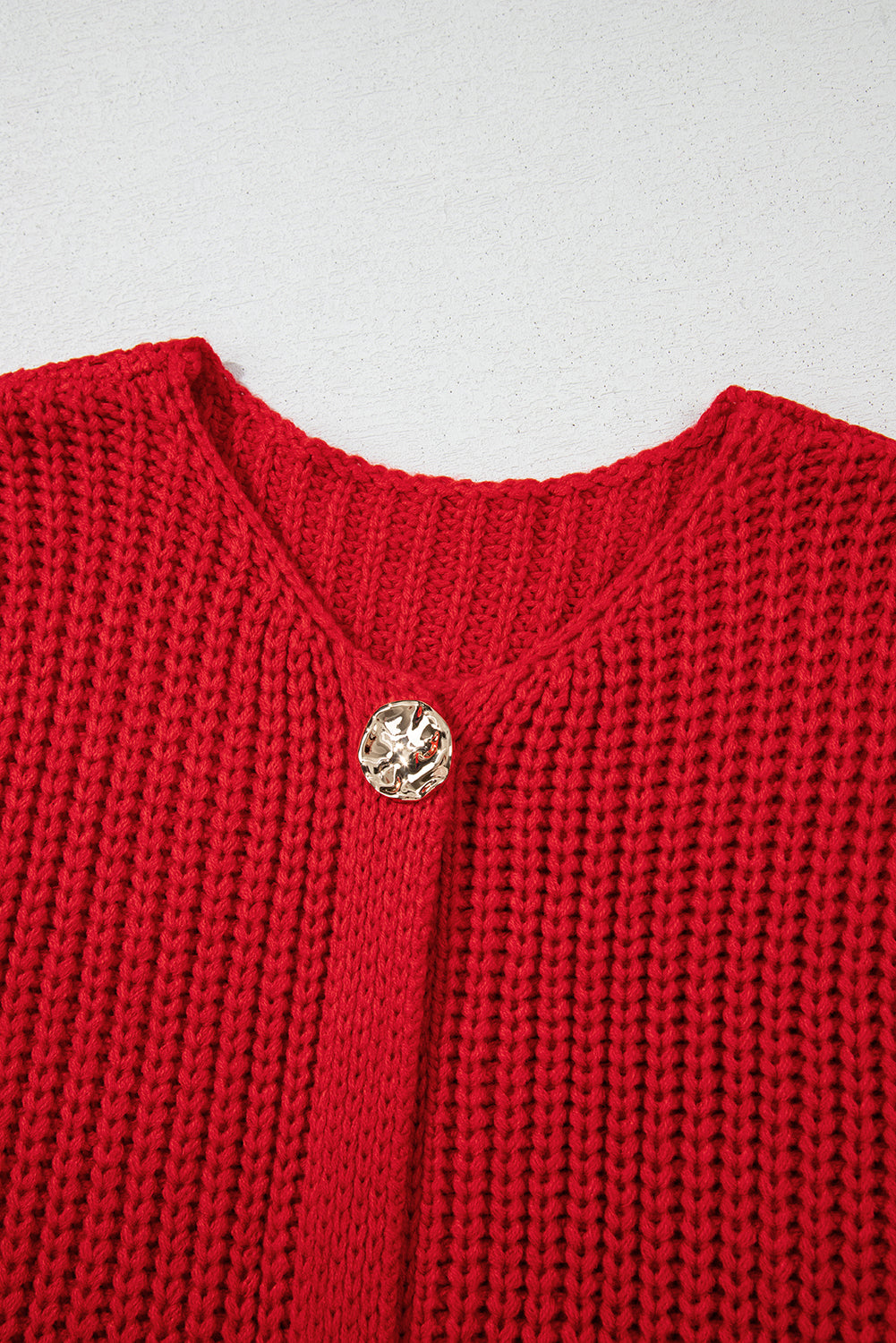 Solid Textured Buttoned Oversized Sweater Vest