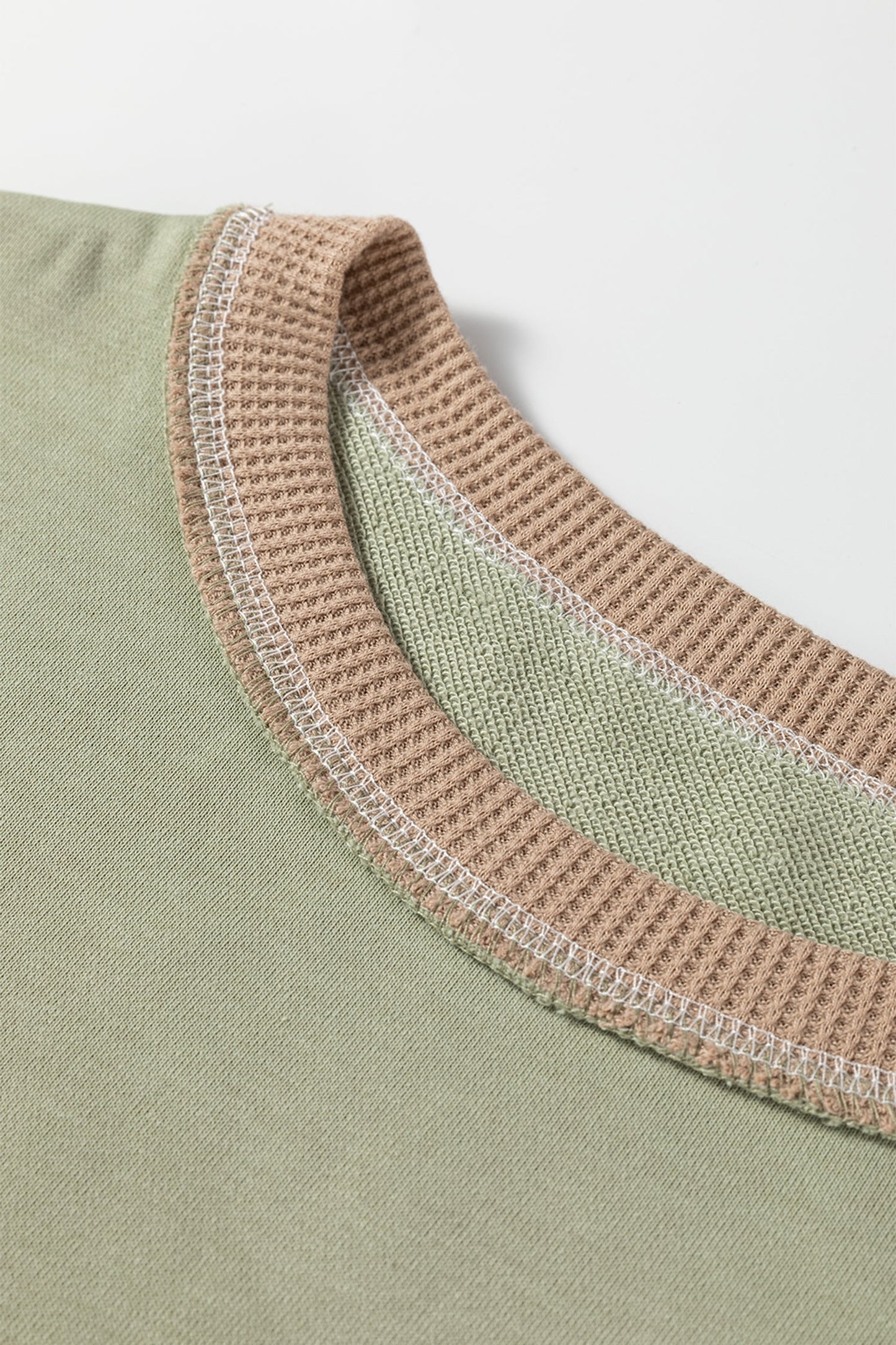 Colorblock Waffle Knit Patchwork Reverse Seam Oversize Sweatshirt