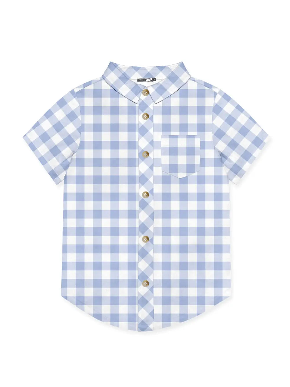FINAL SALE - Periwinkle & White Gingham Short-Sleeve Button-Up