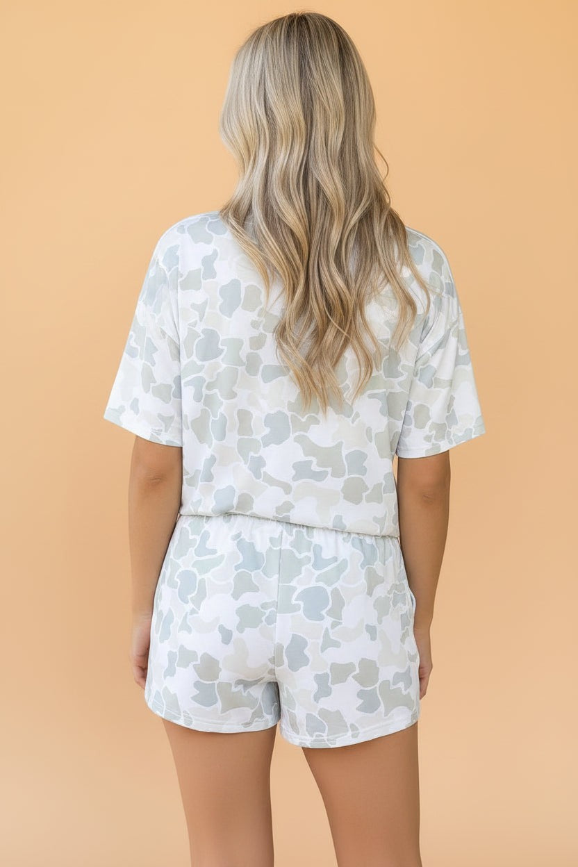 Camo Short Sleeve Tee & Drawstring Short Set
