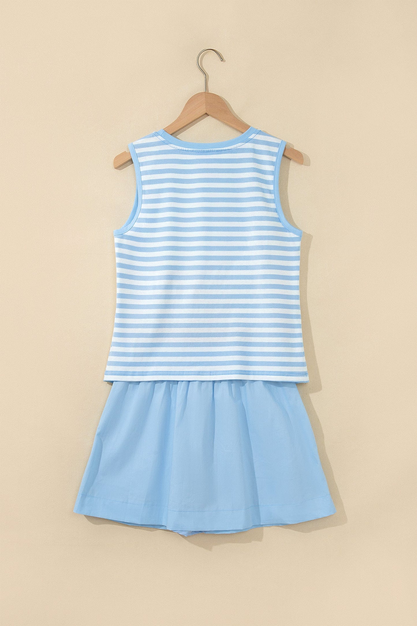 Stripe Tank Top & Contrast Ruffle Skort Set