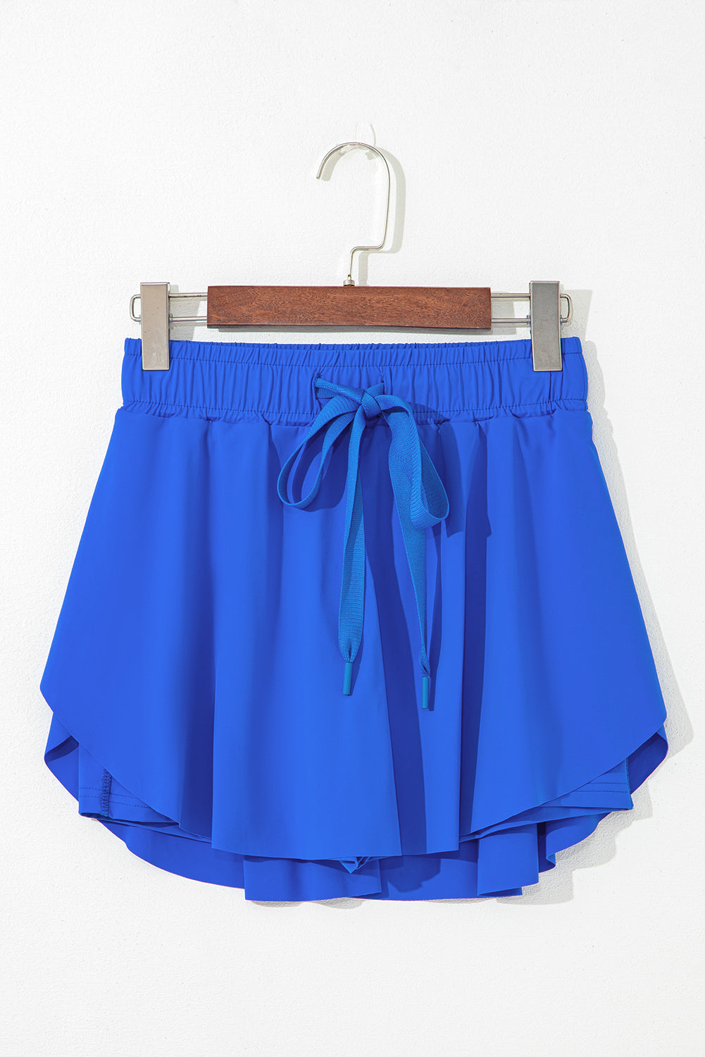Solid Drawstring Elastic Waist Lined Tennis Skort