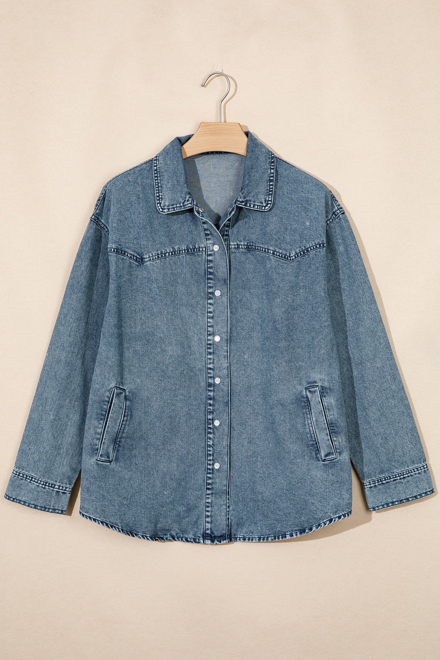 Western Mineral Wash Denim Long Sleeve Shirt Jacket