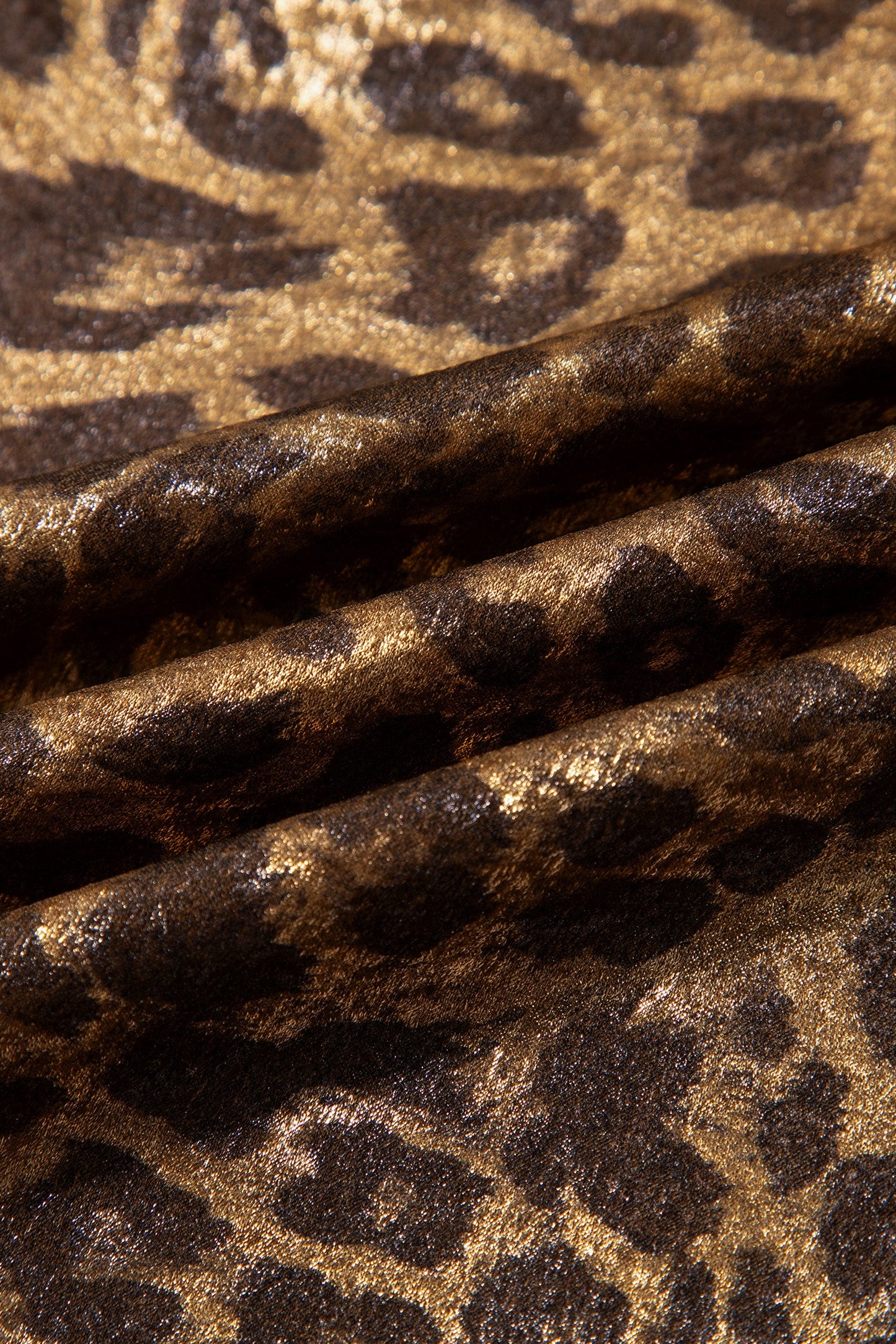Leopard Buttoned Elastic Waist Wide Leg Pants