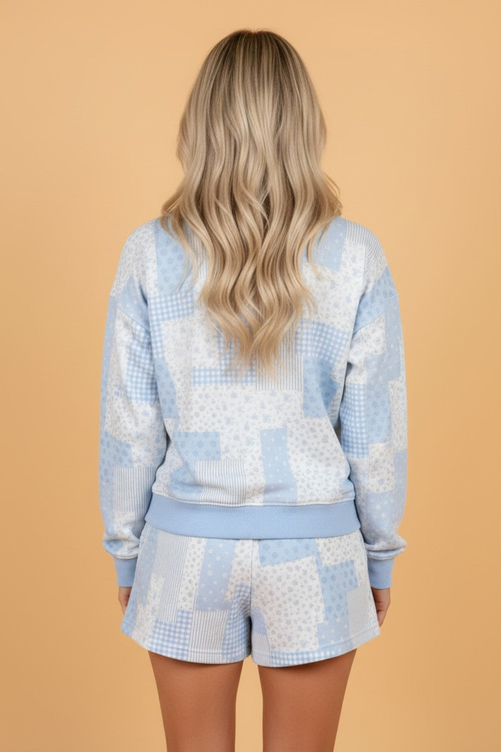 Floral Patchwork Pullover & Drawstring Shorts Set
