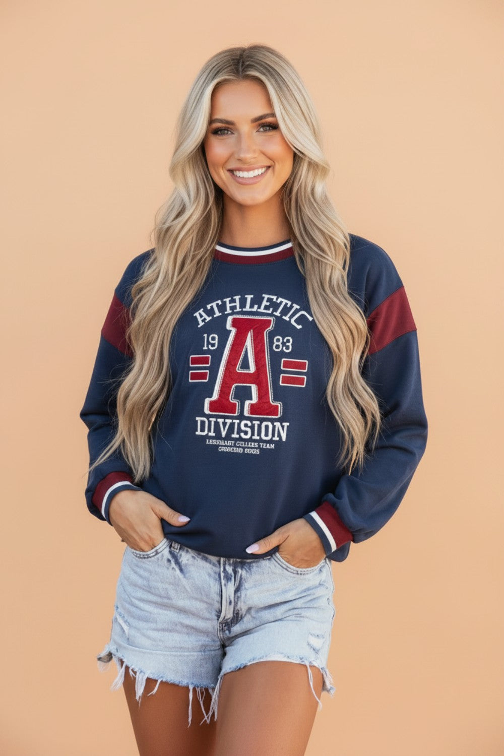 ATHLETIC DIVISION Colorblock Long Sleeve Graphic Sweatshirt