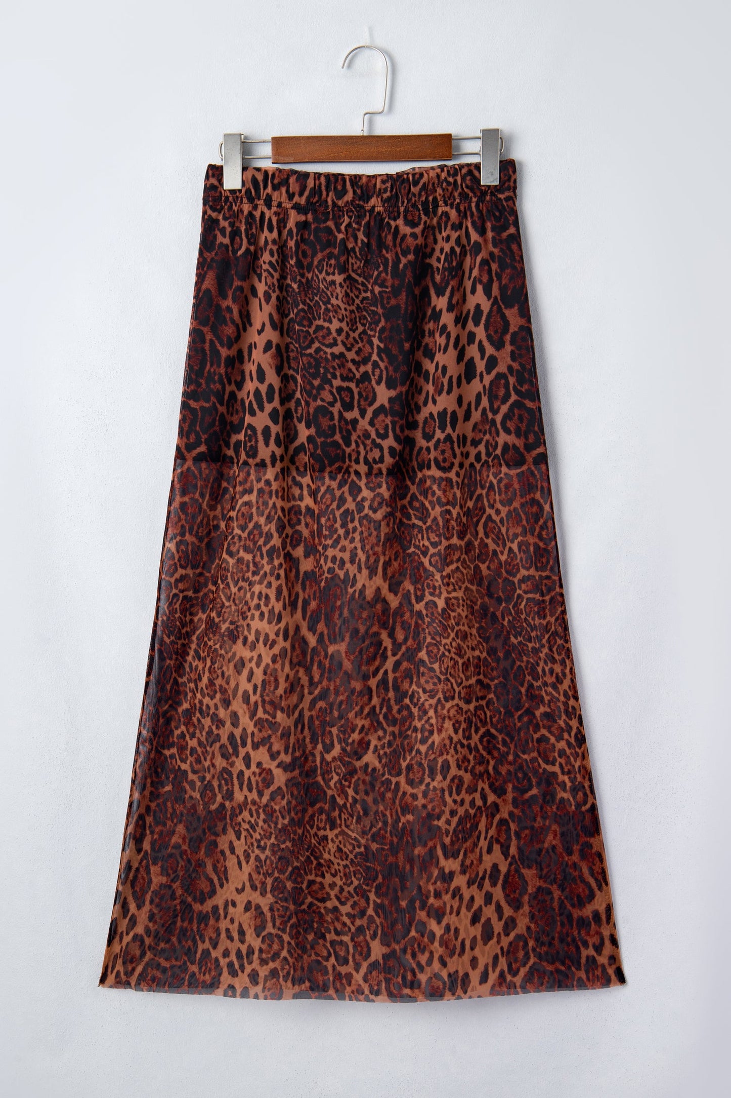 Leopard Mesh Sheer Maxi Skirt