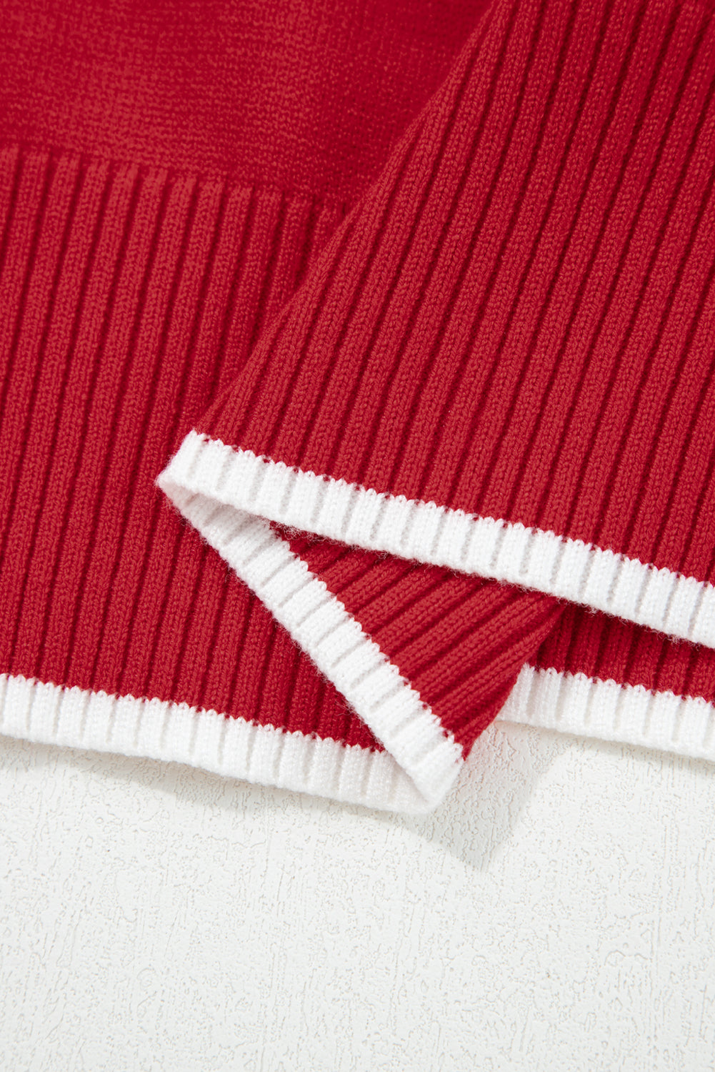 Bow Contrast Trim Long Sleeve Cropped Christmas Sweater