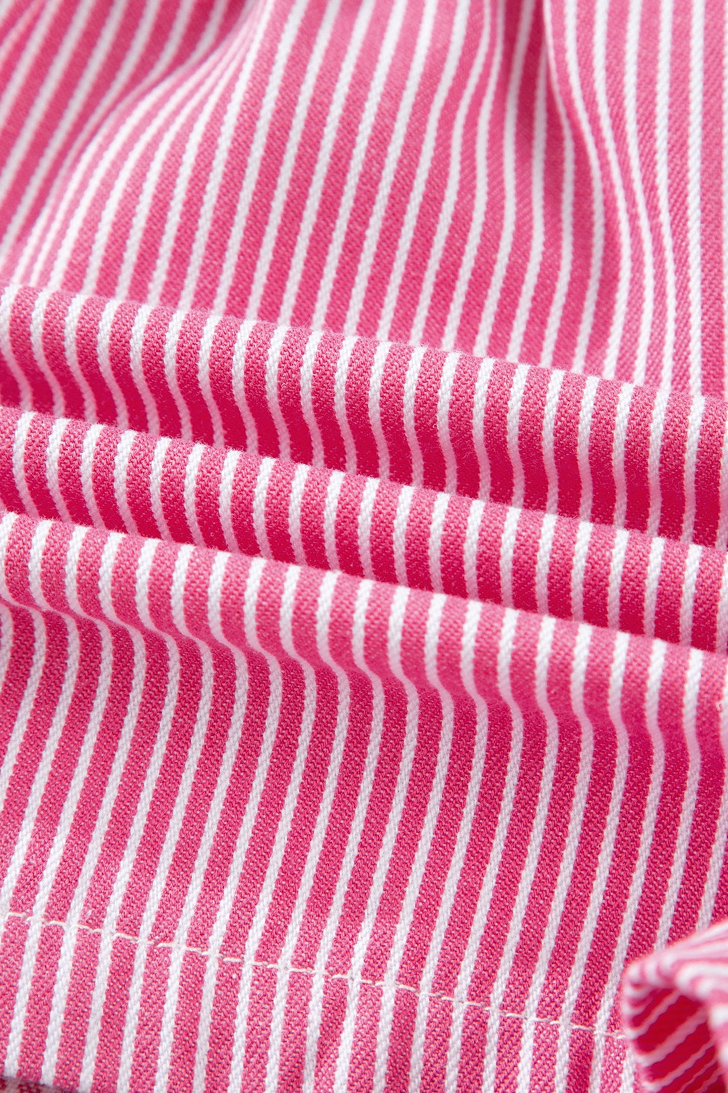 Stripe Denim Drawstring Elastic Waist Shorts