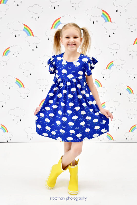 Rainbow Showers Milk Silk Flutter Dress