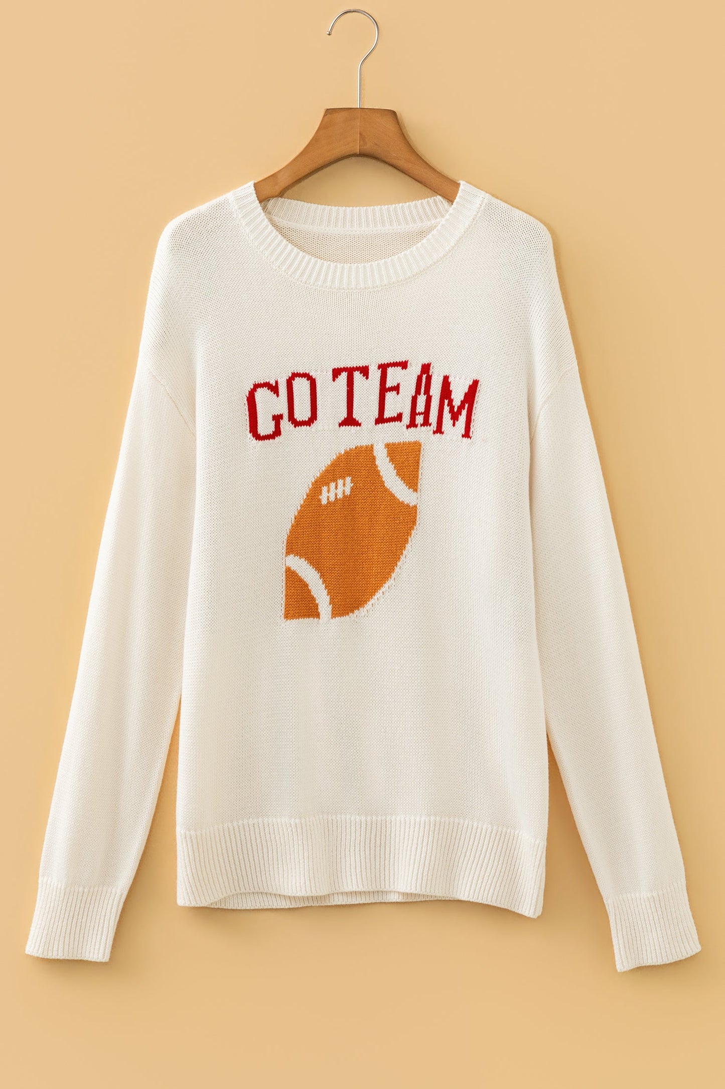 Football Drop Shoulder Knit Top Sweater