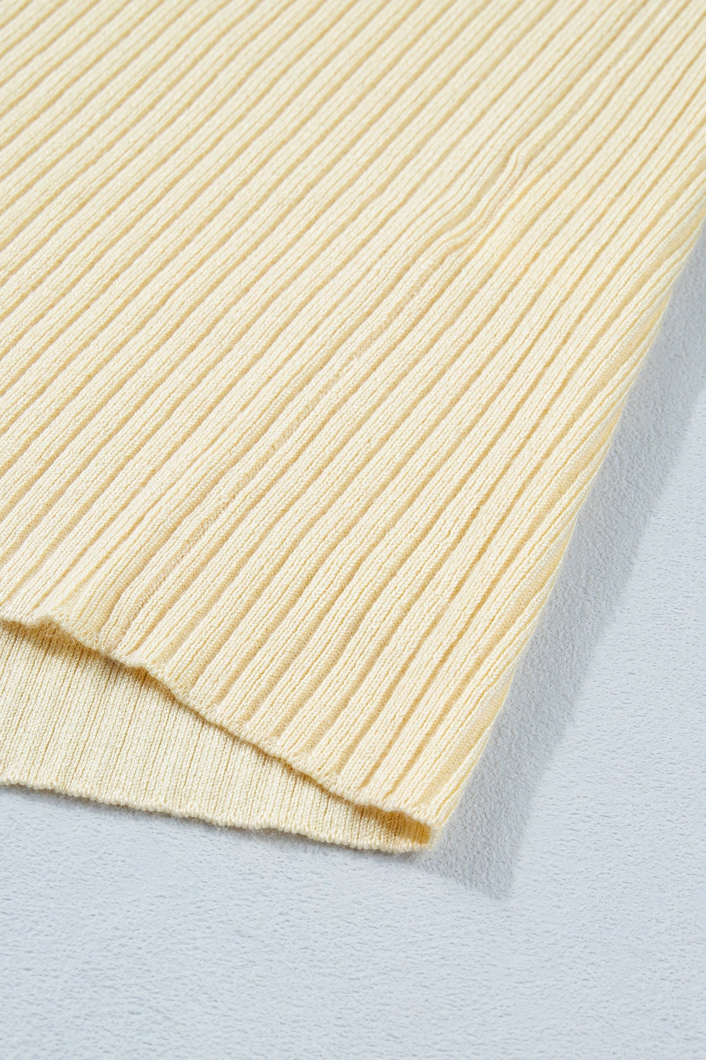 Stripe Contrast Short Sleeve Ribbed V-Neck Sweater