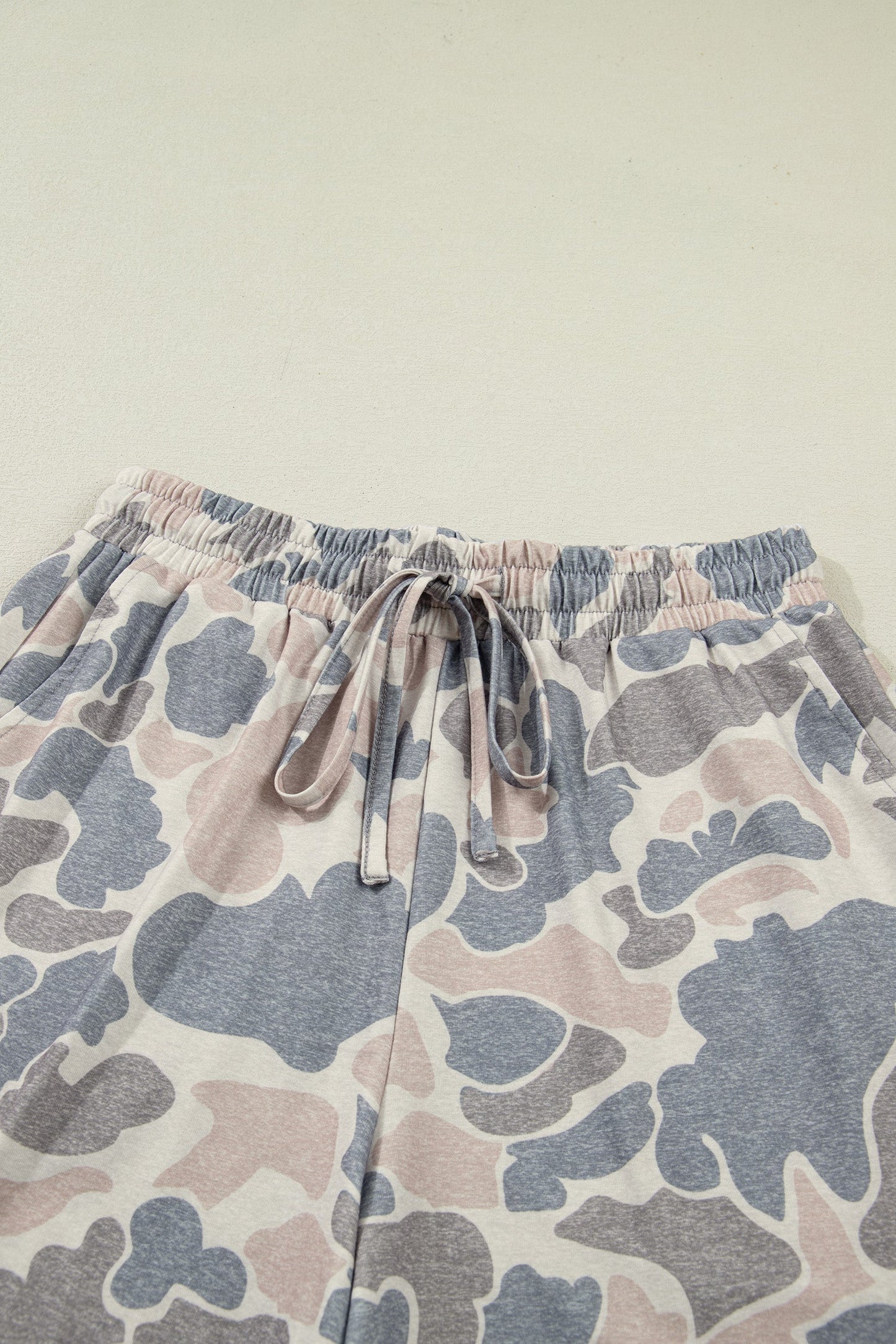 Camo Loose Tee & Drawstring Shorts Set