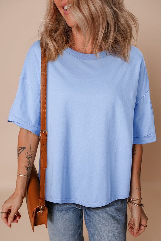 Solid Short Sleeve Hi Low Hem T-Shirt