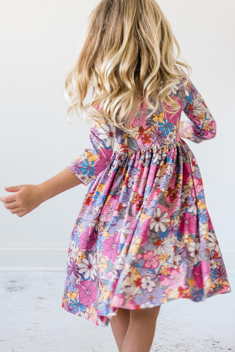 Mauve What's Up Buttercup 3/4 Sleeve Pocket Twirl Dress