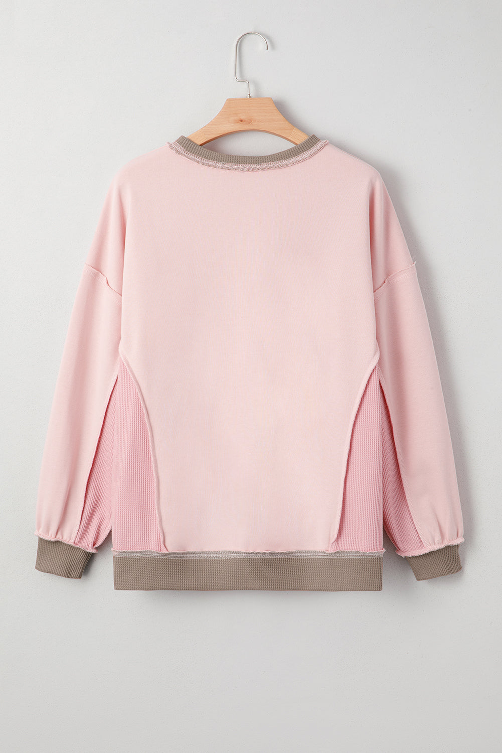 Colorblock Waffle Knit Patchwork Reverse Seam Oversize Sweatshirt