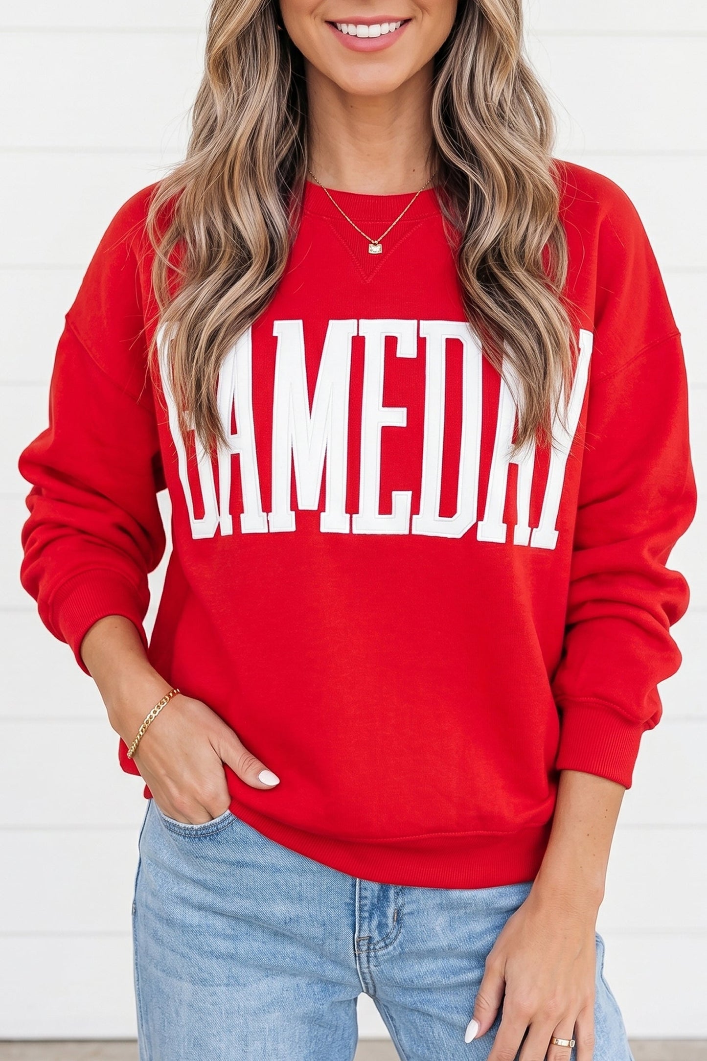 GAMEDAY Embroidered Patch Pattern Sweatshirt