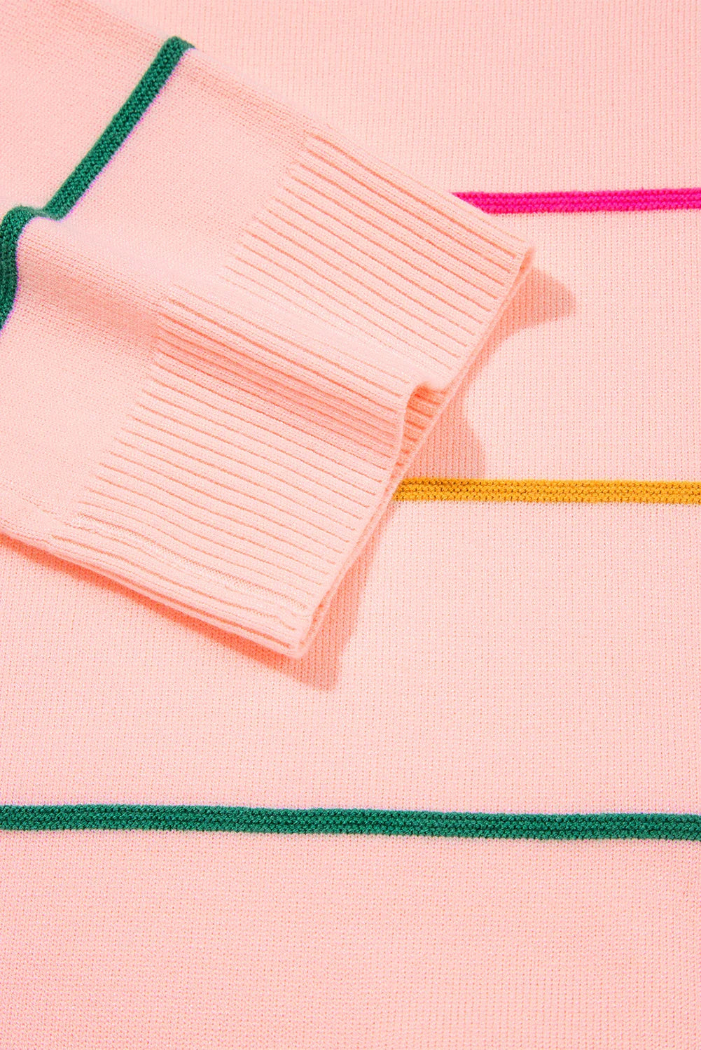 Colorblock Stripe 3/4 Sleeve Drop Shoulder Sweater