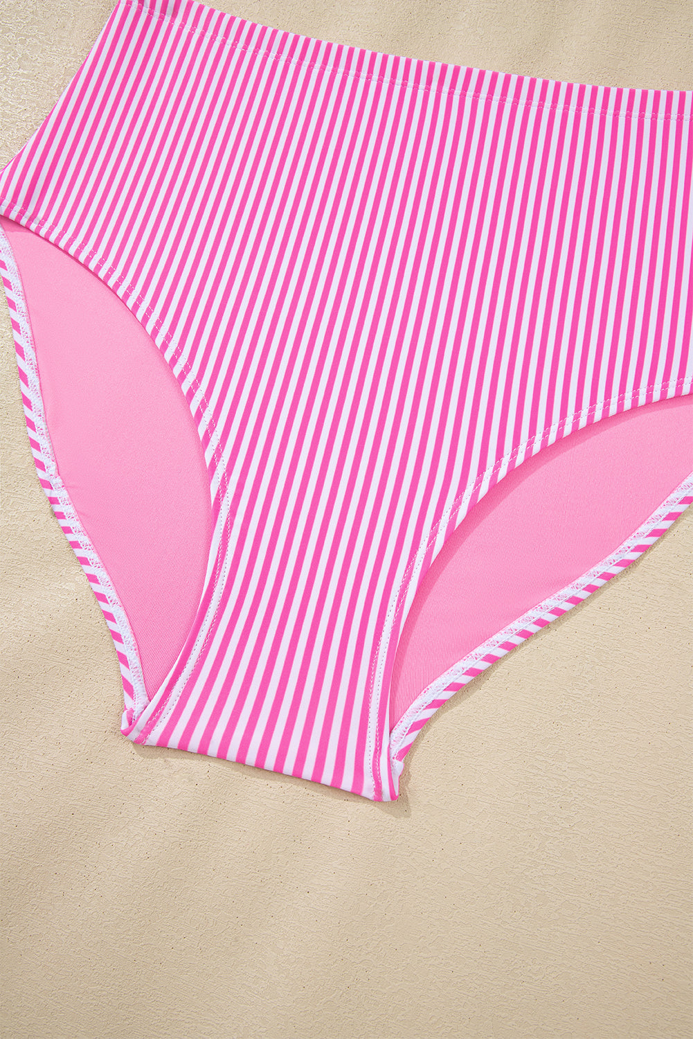 Stripe Knot Strap High Waist Bikini Swimsuit