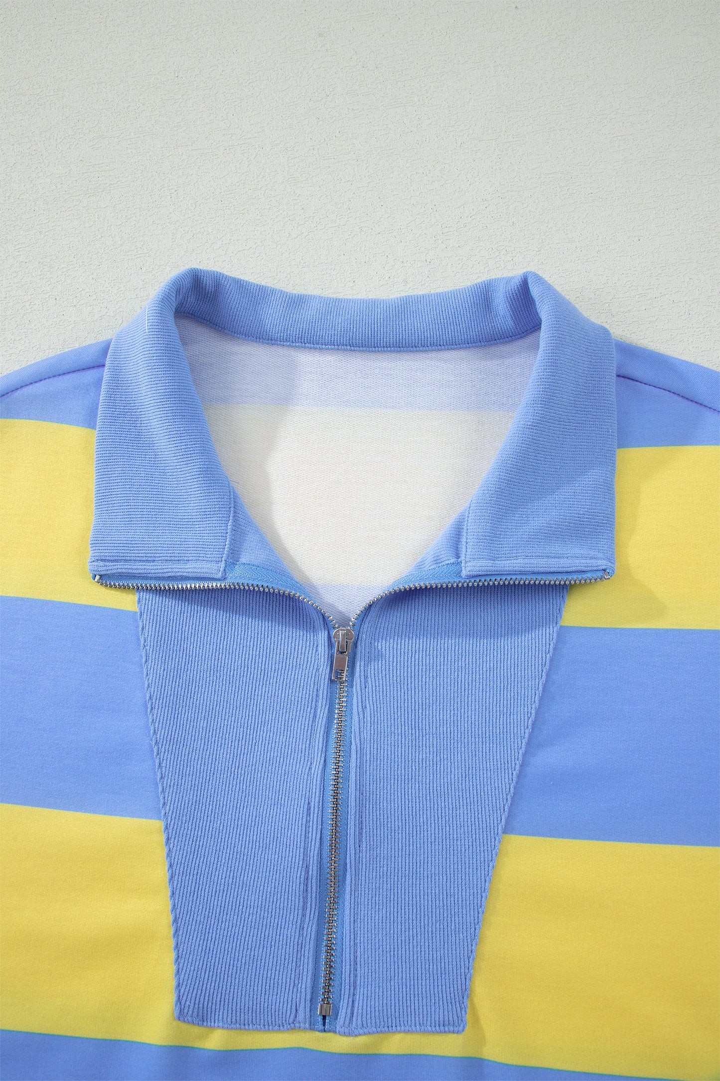 Stripe Half Zip Tee & Elastic Shorts Set