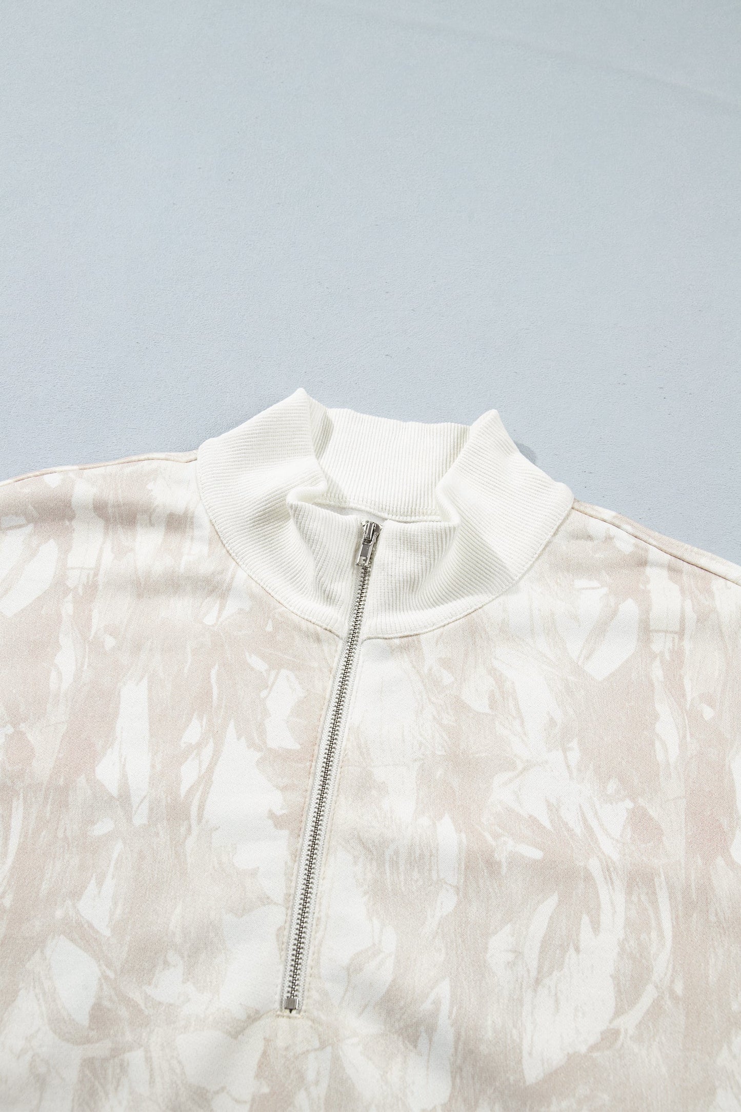 Camo Quarter-Zip Drop Shoulder Long Sleeve Sweatshirt