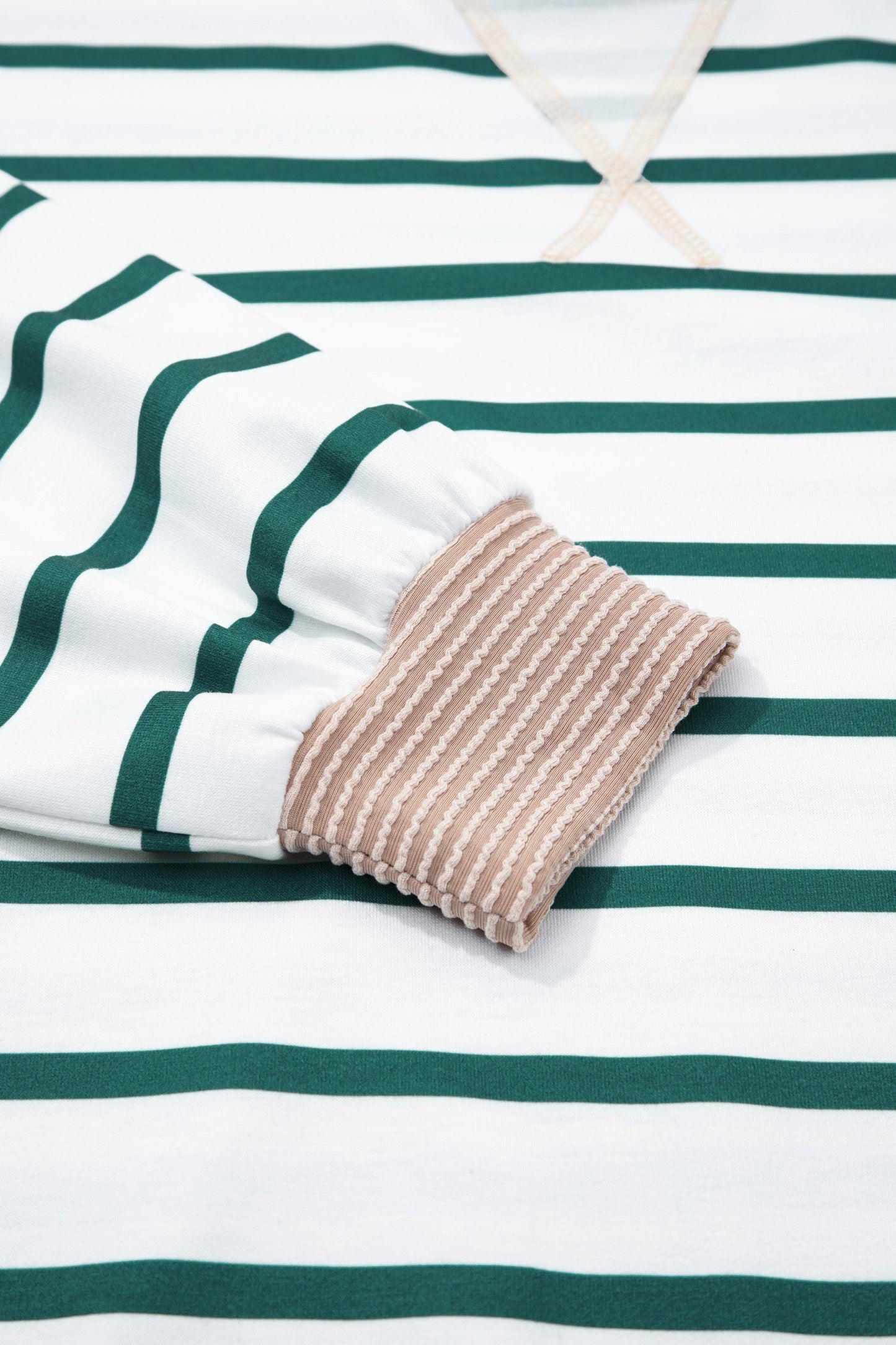 Stripe Patchwork Drop Shoulder Round Neck Sweatshirt