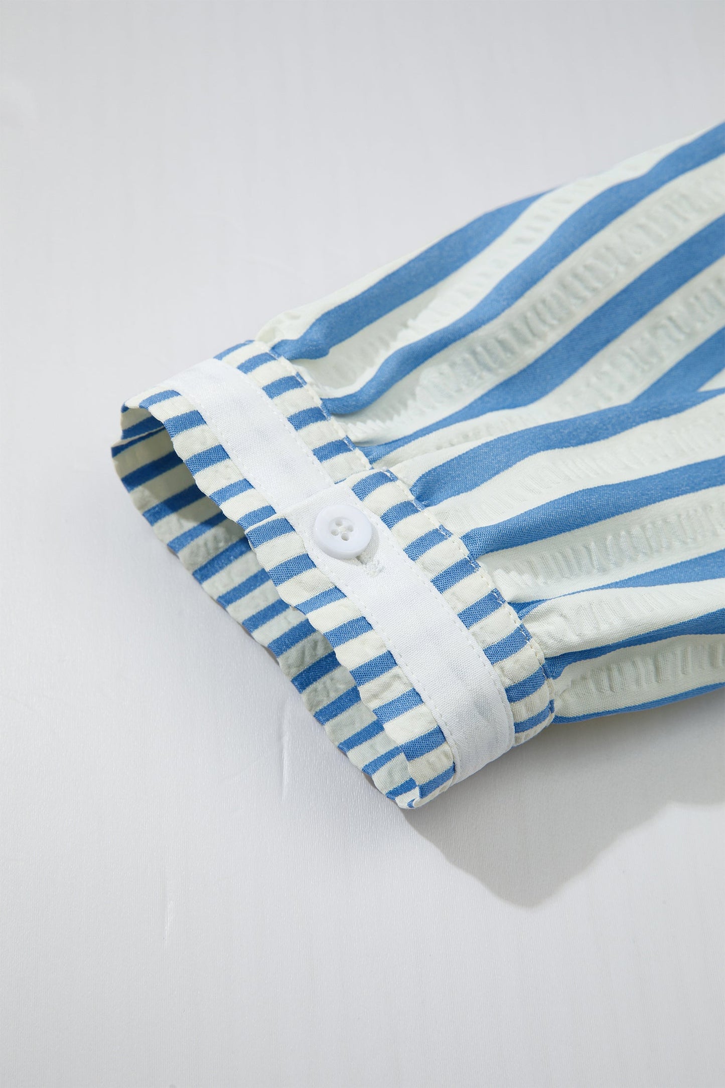 Stripe Collared V-Neck 3/4 Sleeve Blouse