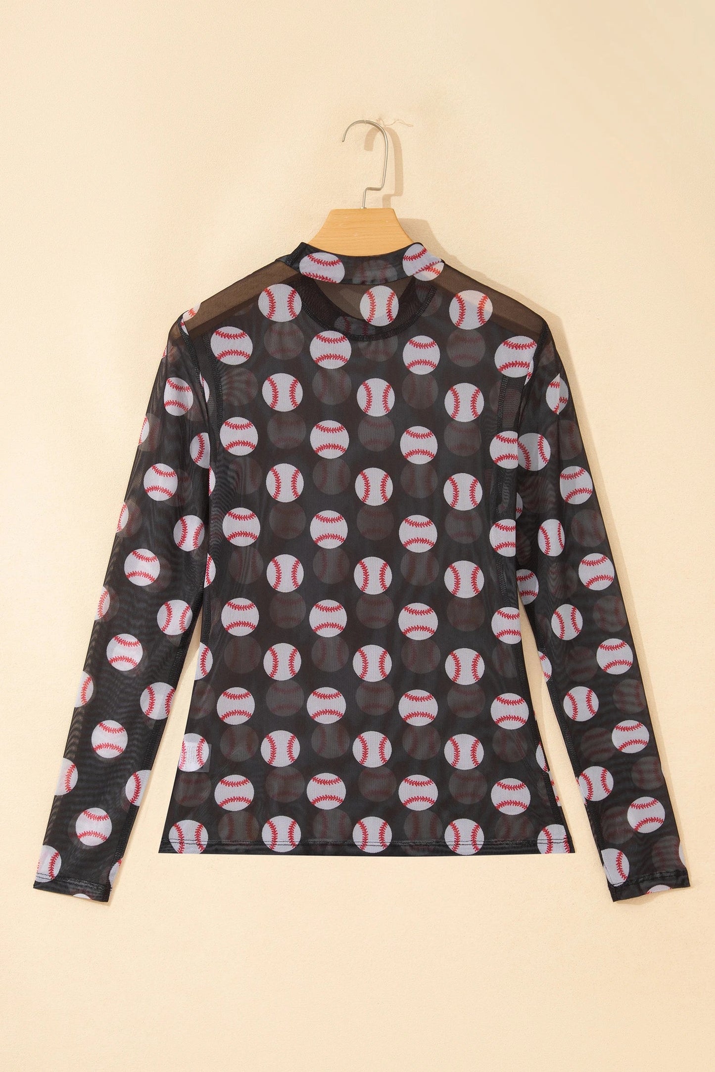 Game Day Baseball Sheer Mesh Long Sleeve Top