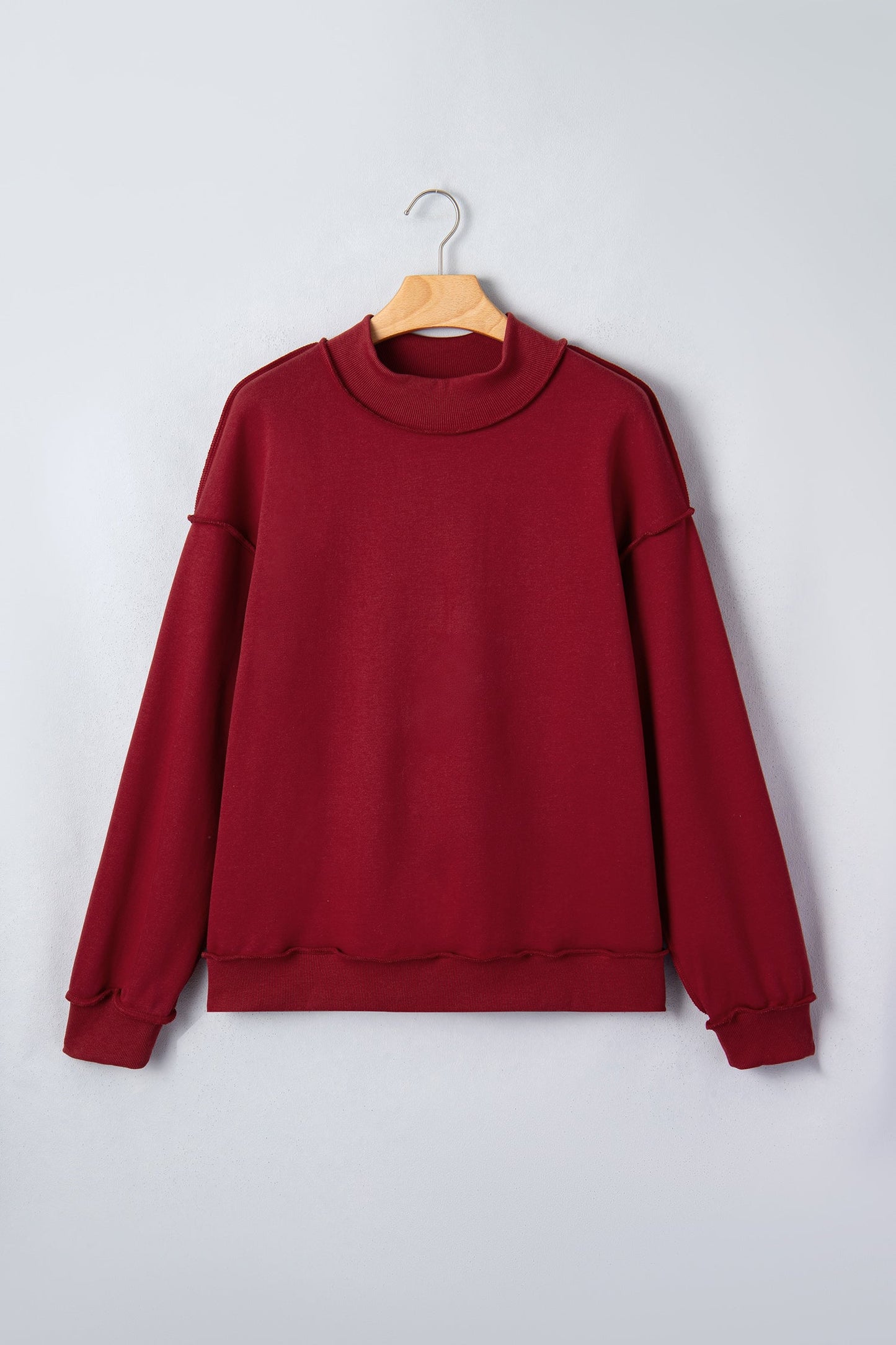 Solid Reversible Mock Neck Oversized Sweatshirt