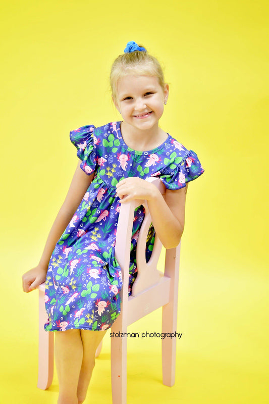 Axolotl Milk Silk Flutter Dress