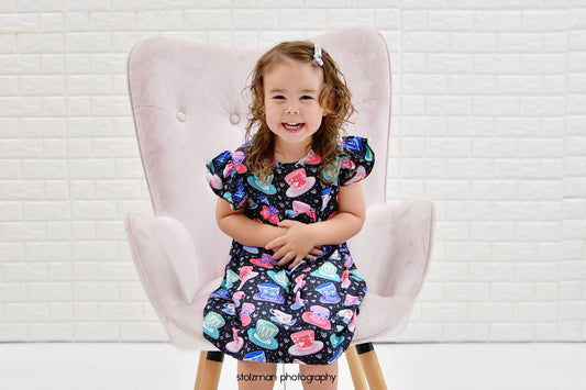 Magical Teacup Milk Silk Flutter Dress