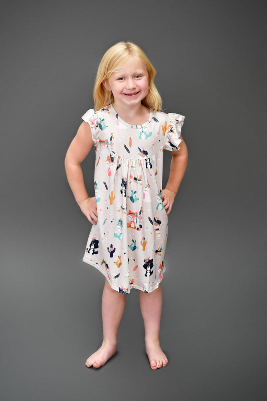 Woodland Critters Flutter Milk Silk Dress