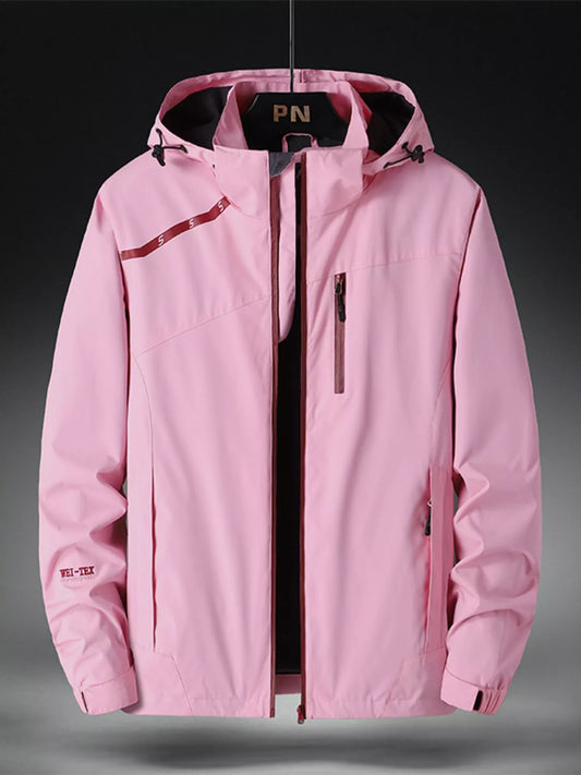 Men's Plus Size Hooded Windproof Zip Up Outdoor Jacket