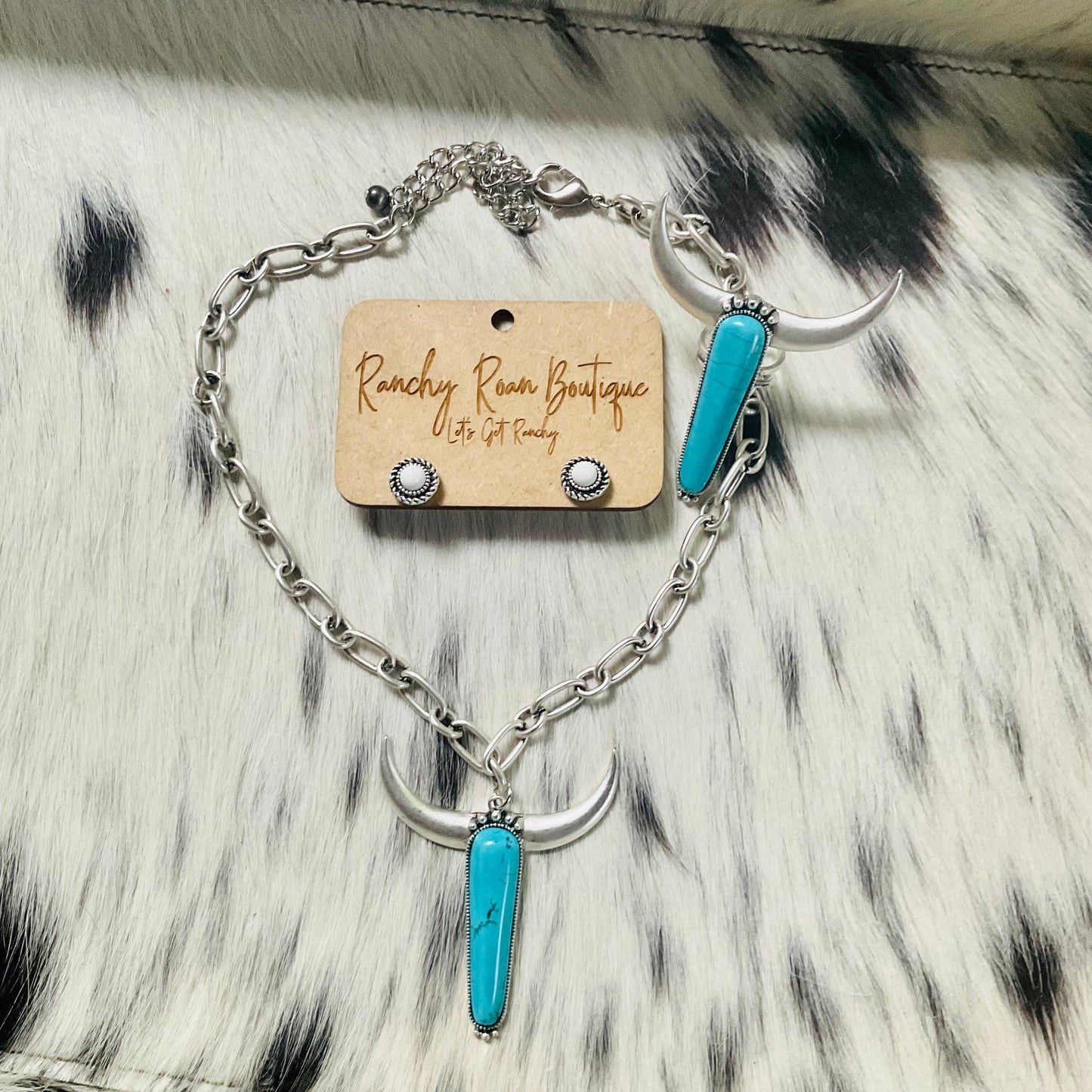 Bull Skull Steer Chain Western Necklace