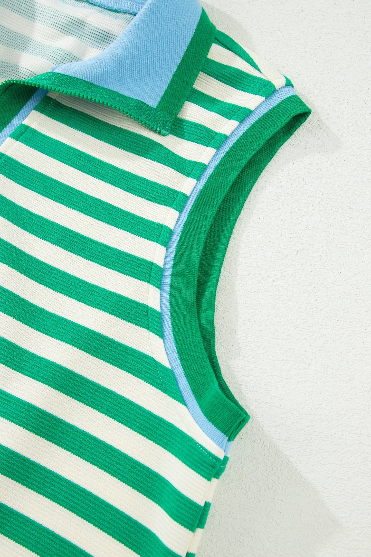 Stripe Textured Zip Collar Top & Skort Set