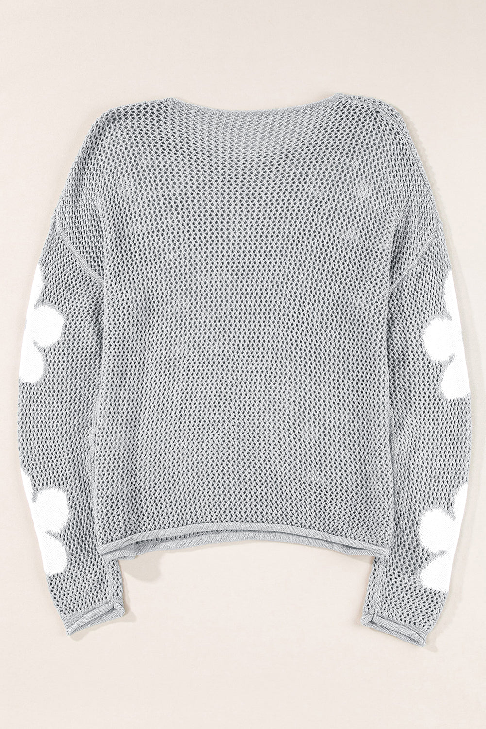 Floral Hollowed Knit Drop Shoulder Pullover Sweater