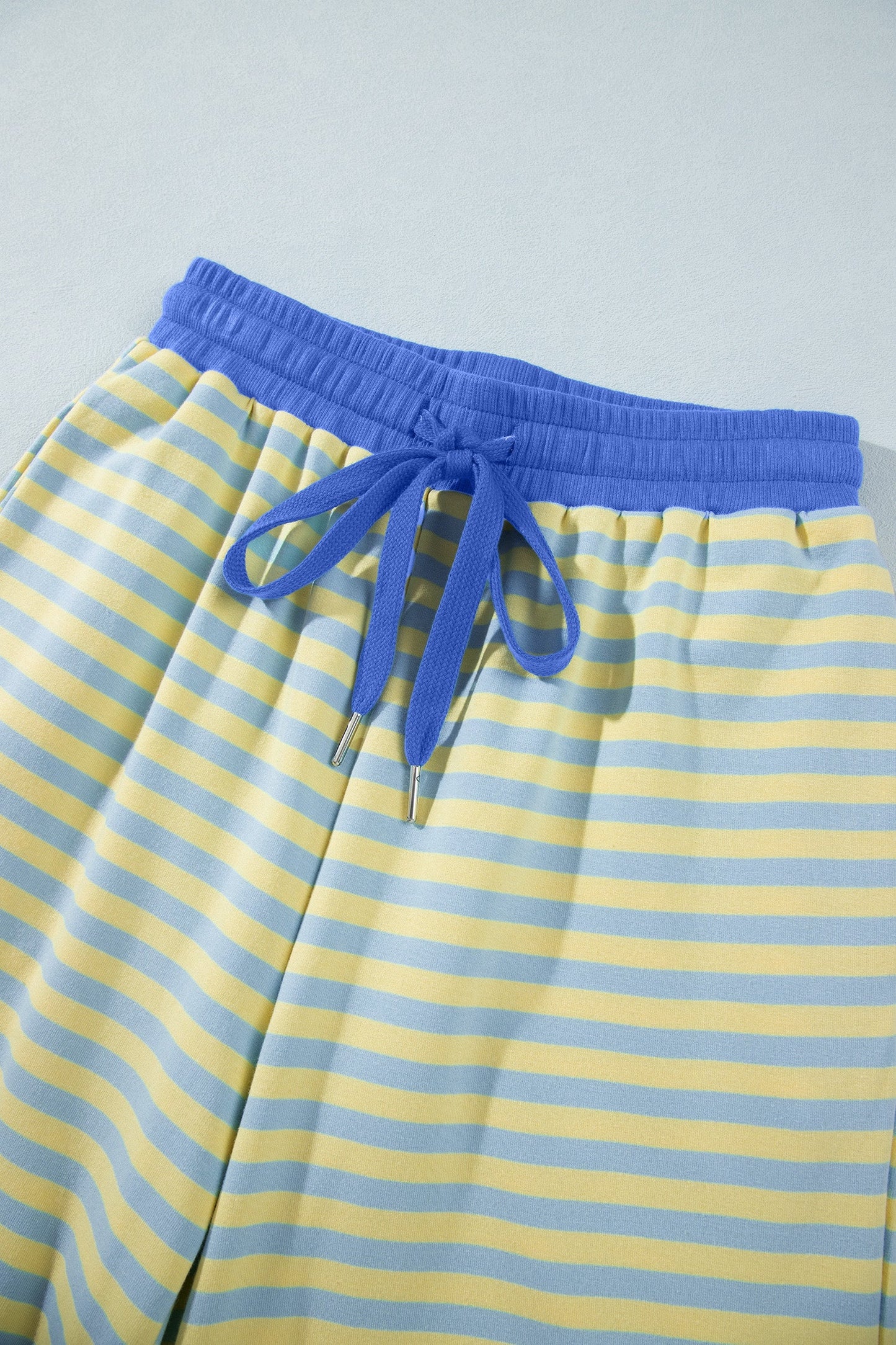 Stripe Colorblock Trim Short Sleeve Tee and Pants Set