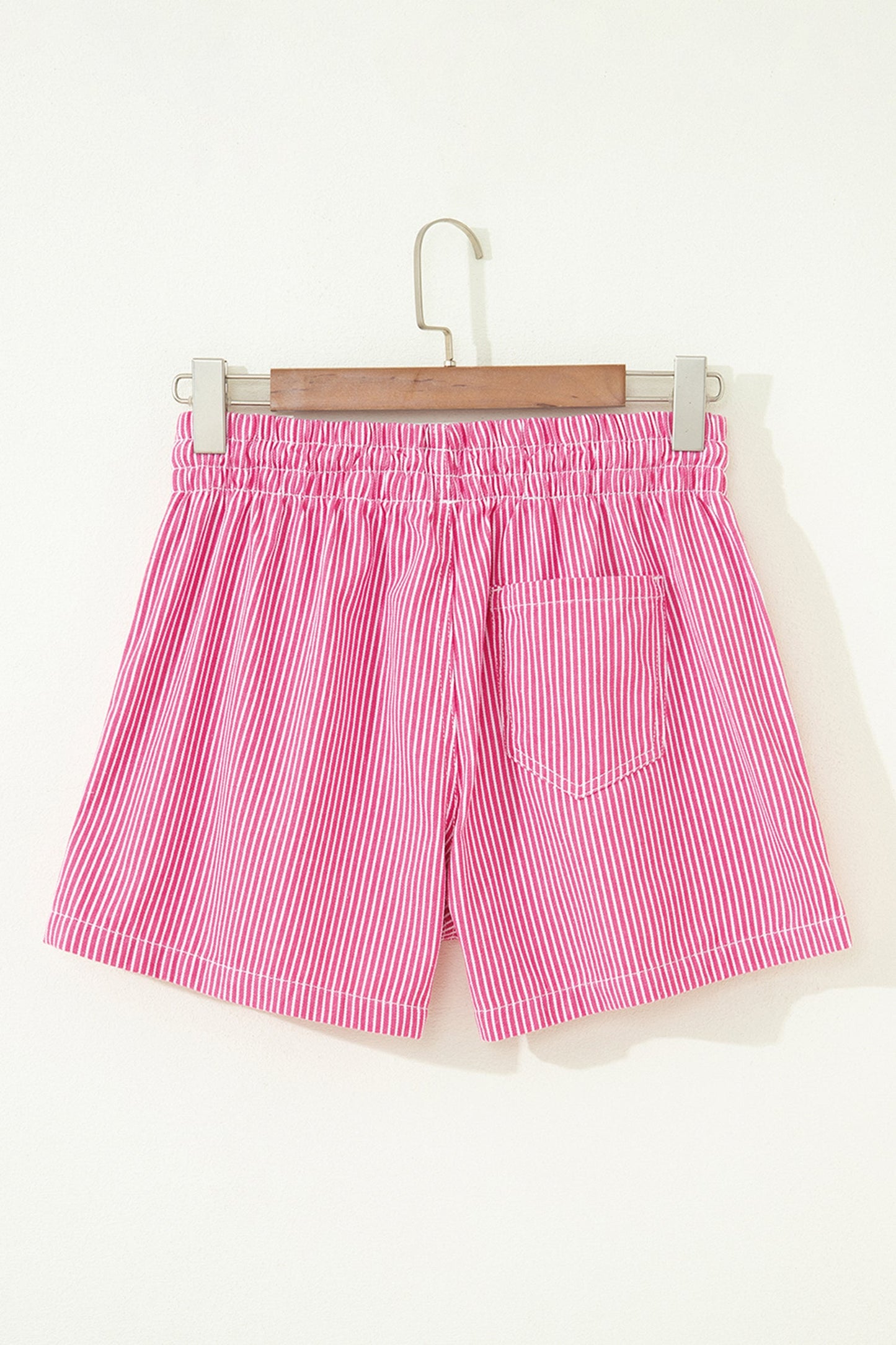 Stripe Denim Drawstring Elastic Waist Shorts