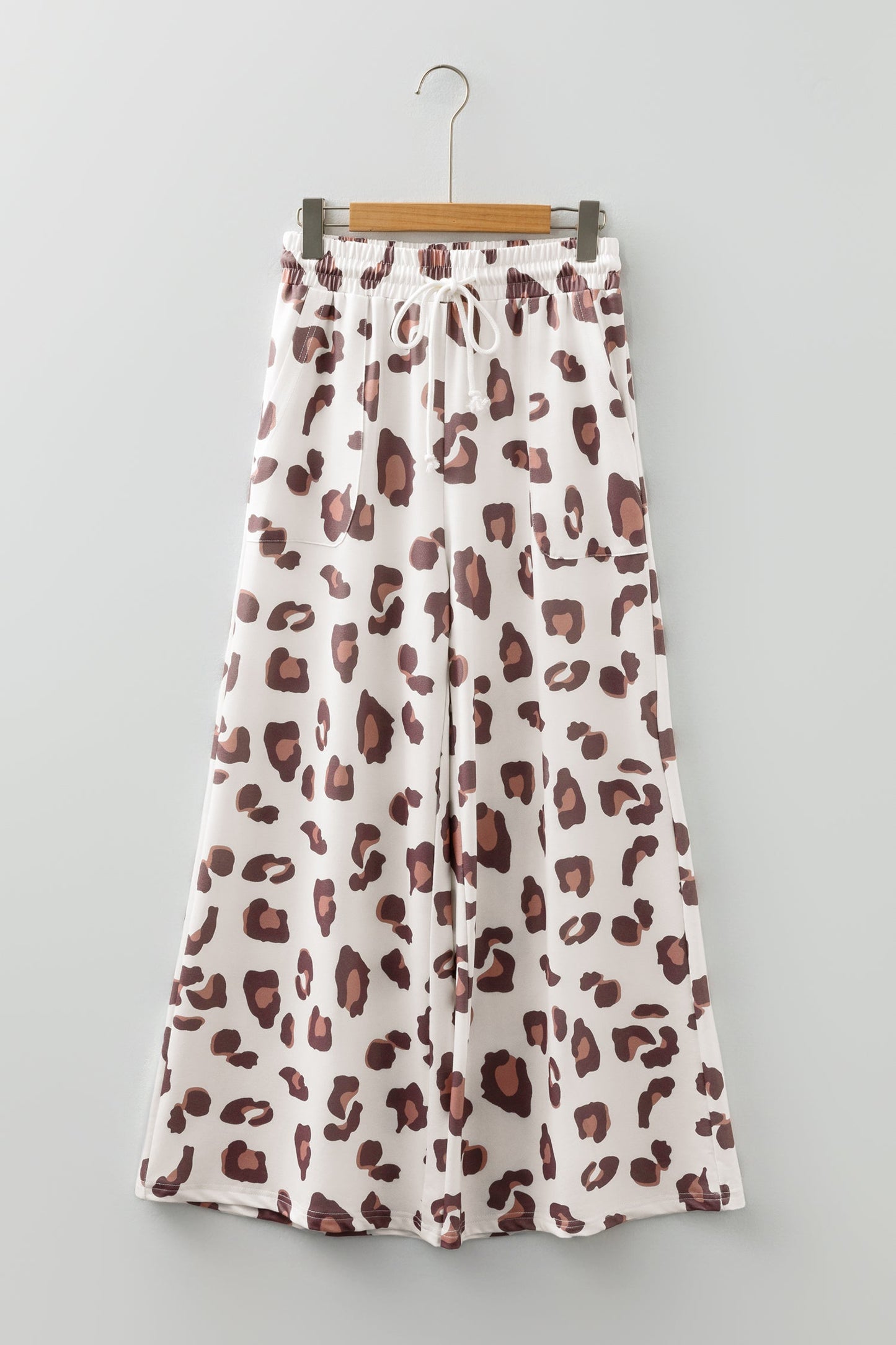 Leopard Drawstring High Waist Pocketed Pants