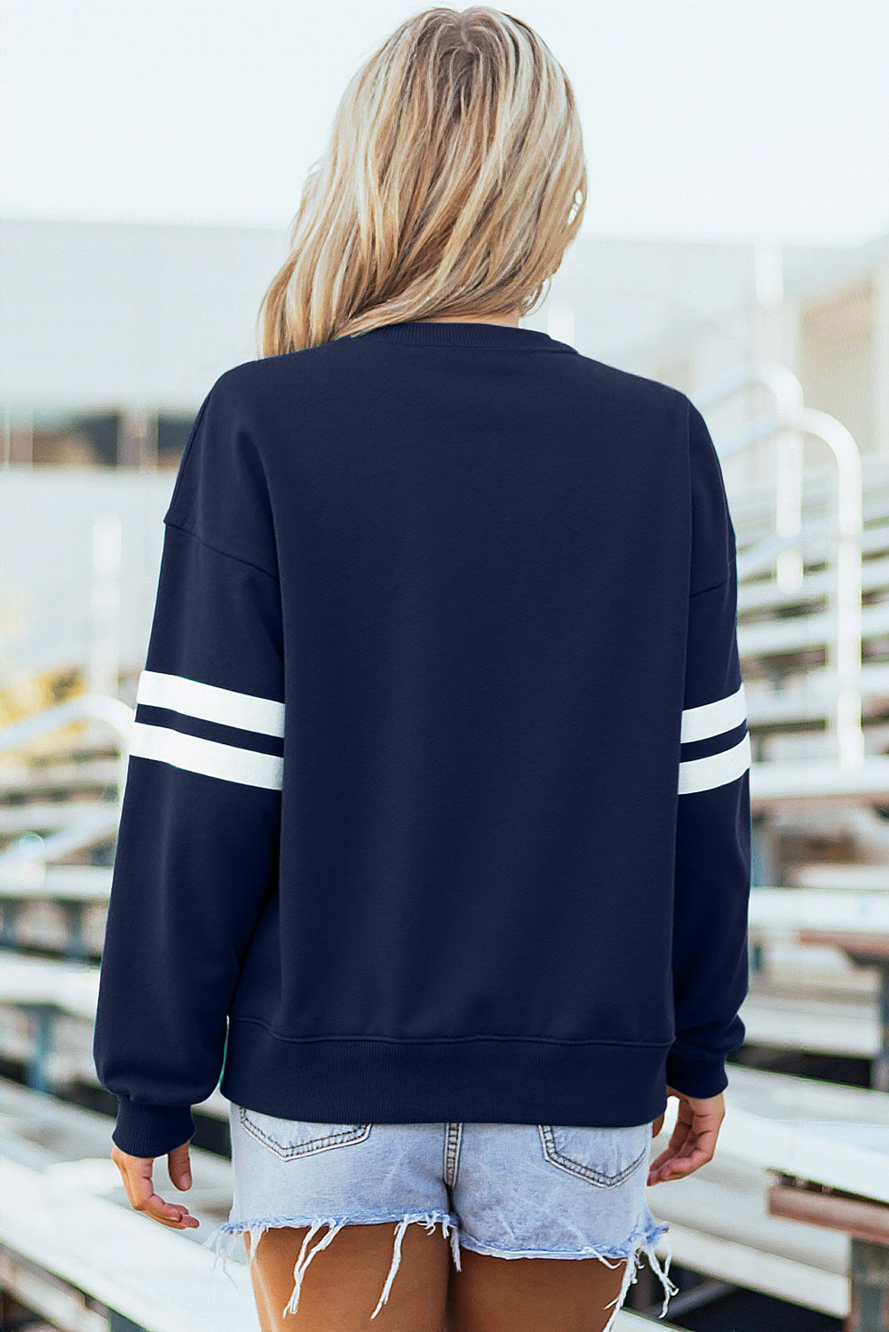 Varsity Stripe Drop Shoulder Sweatshirt