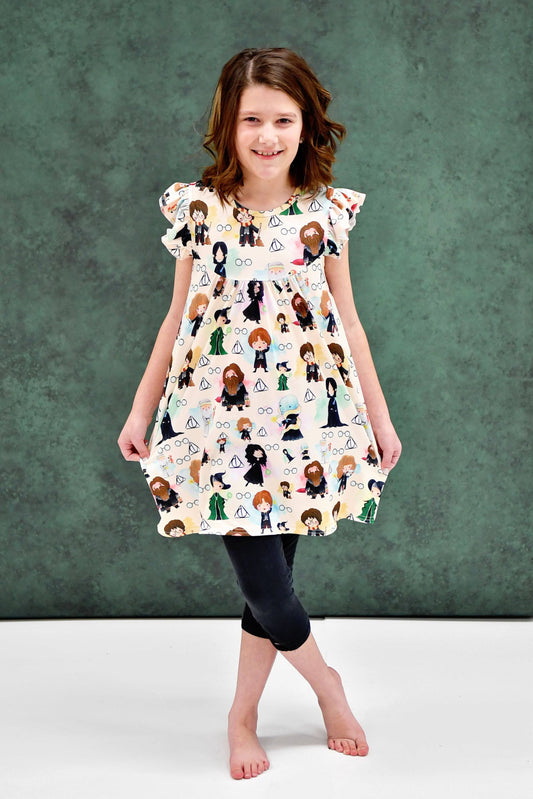 Wizard School Flutter Milk Silk Dress