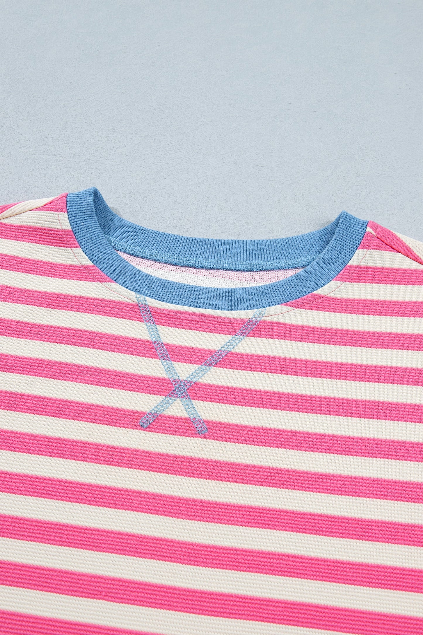 Stripe Contrast Patchwork Short Sleeve Tee