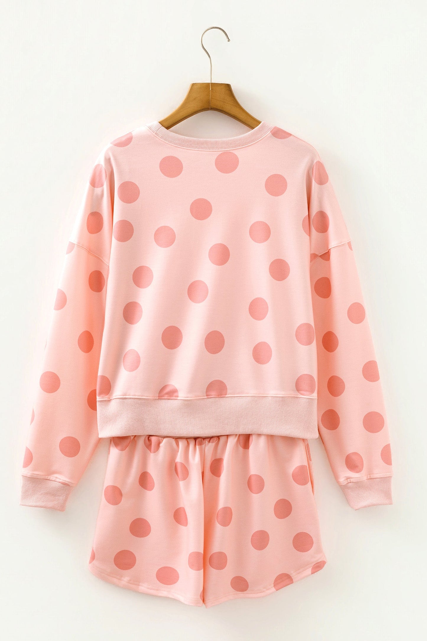 Polka Dot Pullover and Drawstring Shorts Set
