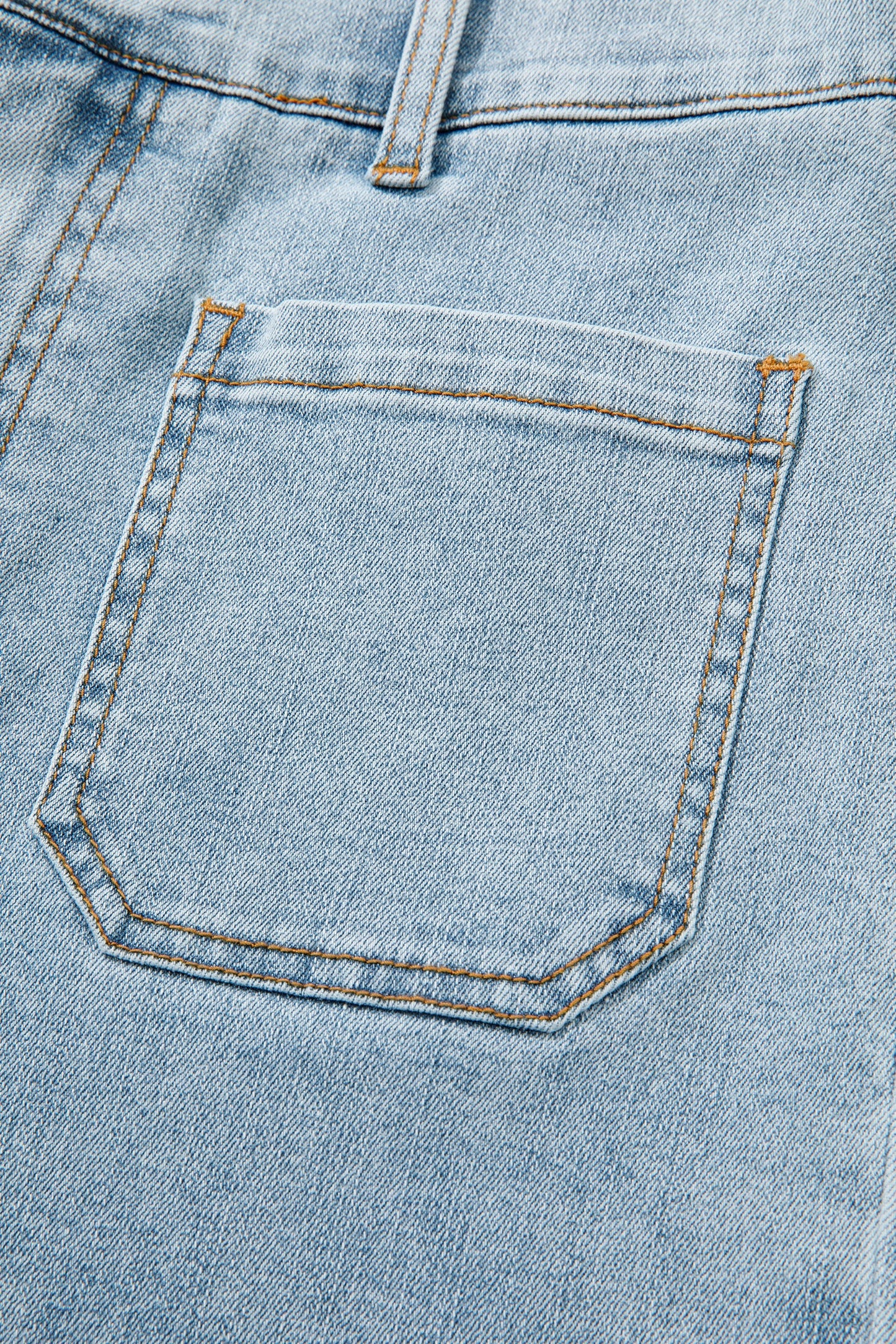 Solid Denim Patch Pocket Straight Leg Jeans