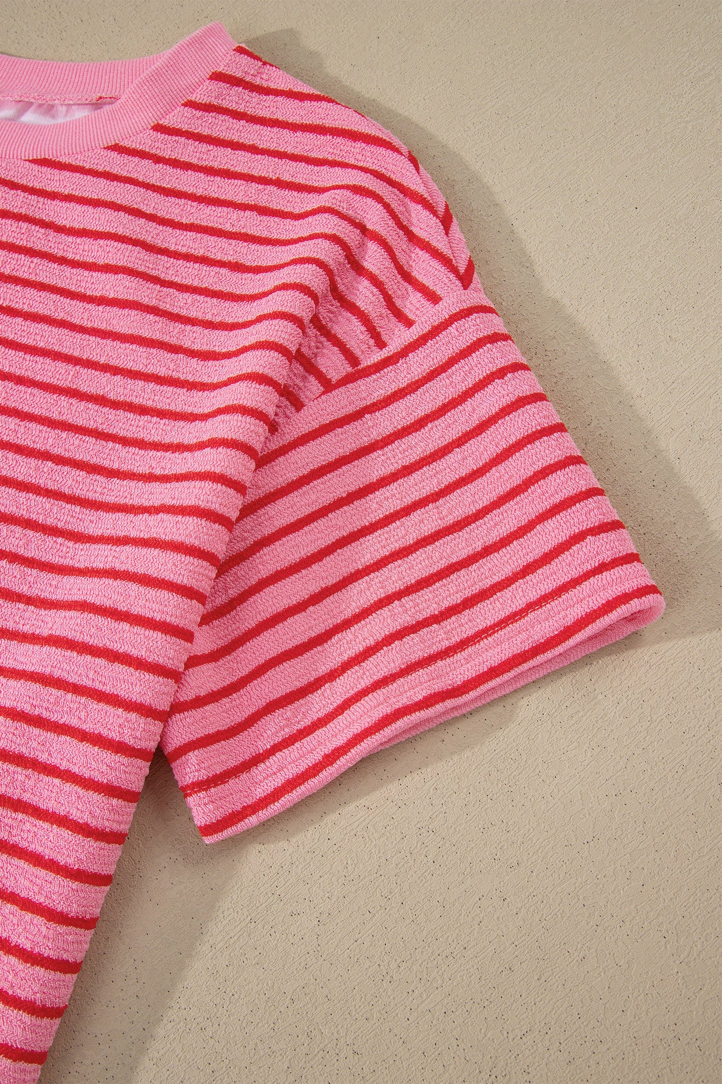 Stripe Side Split Tee & Drawstring Shorts Set